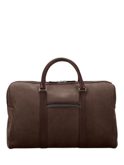 Carl Friedrik Compact Weekender Leather Holdall Bag, 35L, Chocolate