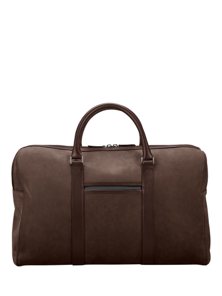 Carl Friedrik Compact Weekender Leather Holdall Bag, 35L, Chocolate