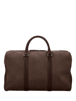 Carl Friedrik Compact Weekender Leather Holdall Bag, 35L - view 2, Chocolate