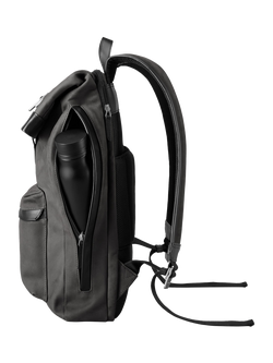 Carl Friedrik City-Hopper Fold Top Leather Backpack, 23L - view 2, Charcoal