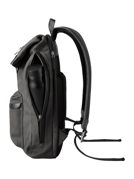 Carl Friedrik City-Hopper Fold Top Leather Backpack, 23L - view 2, Charcoal