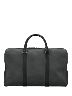 Carl Friedrik Compact Weekender Leather Holdall Bag, 35L - view 2, Charcoal