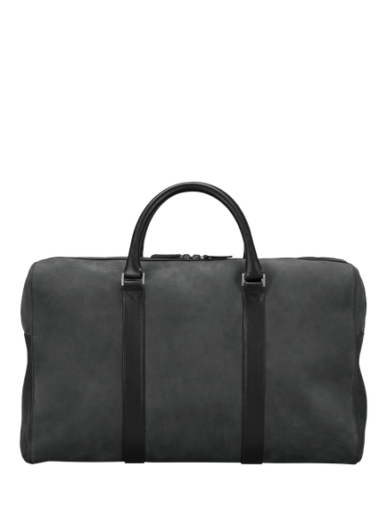 Carl Friedrik Compact Weekender Leather Holdall Bag, 35L - view 2, Charcoal