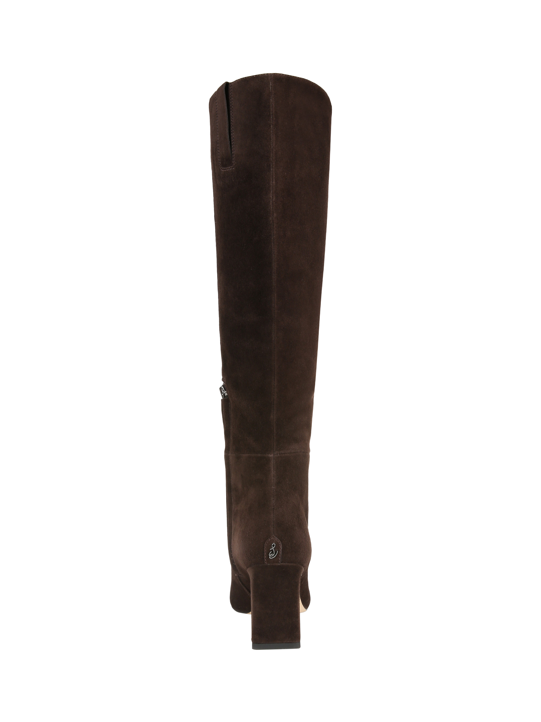 Product image 4 of 6, which shows Sam Edelman Sylvia Wide Calf Suede Knee High Boots, Chocolate Brown, 3