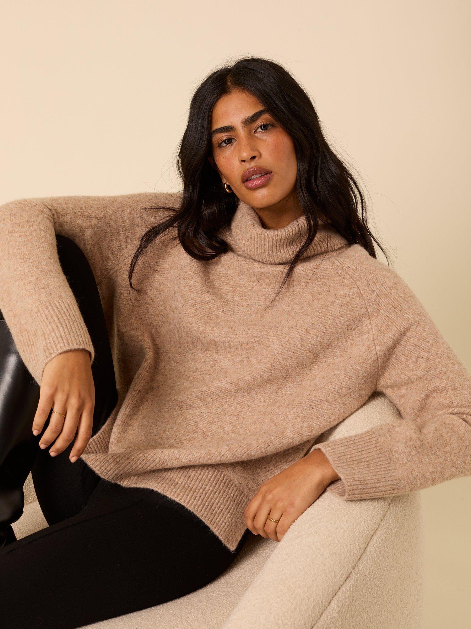 Product image 1 of 5, which shows Nobody's Child Wool Blend Roll Neck Jumper , Beige, M