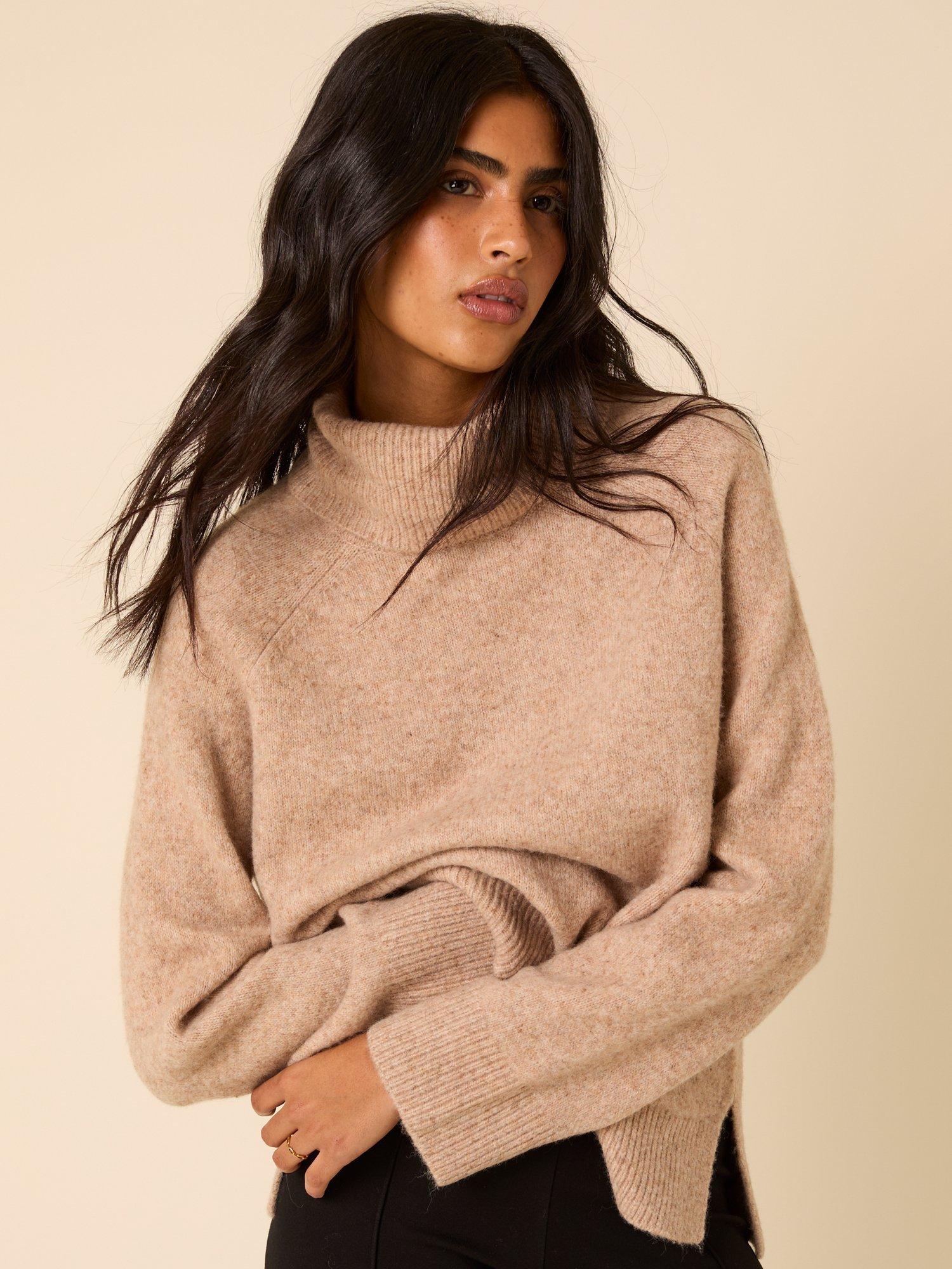 Product image 3 of 5, which shows Nobody's Child Wool Blend Roll Neck Jumper , Beige, M