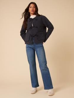 Nobody's Child Tie Front Floral Quilted Gilet containing TENCEL™ Lyocell, Navy, Navy