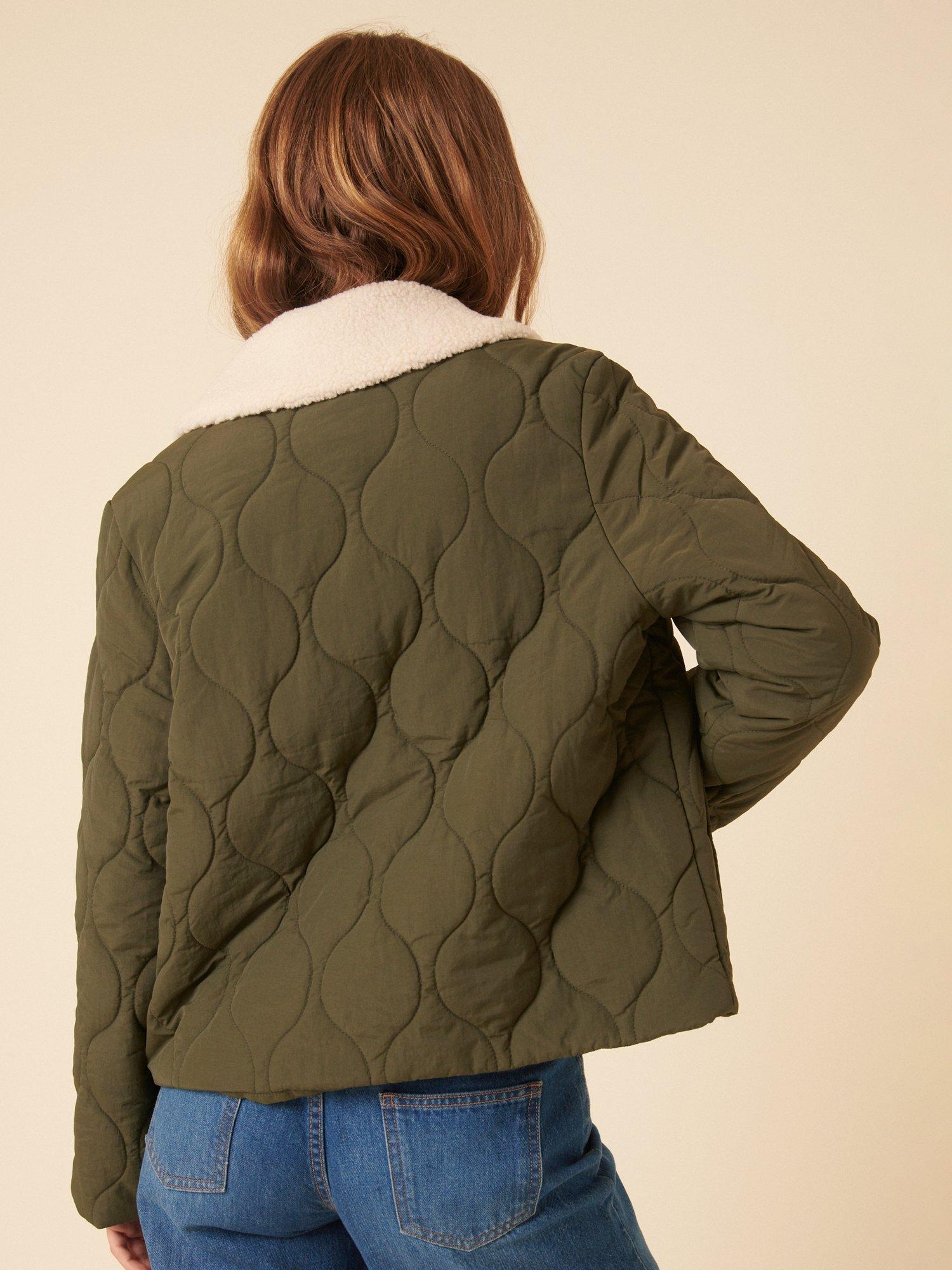 Product image 5 of 5, which shows Nobody's Child Wimslow Borg Collar Quilted Jacket, Khaki, L