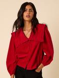 Nobody's Child Eloise Peter Pan Collar Cotton Blouse, Red
