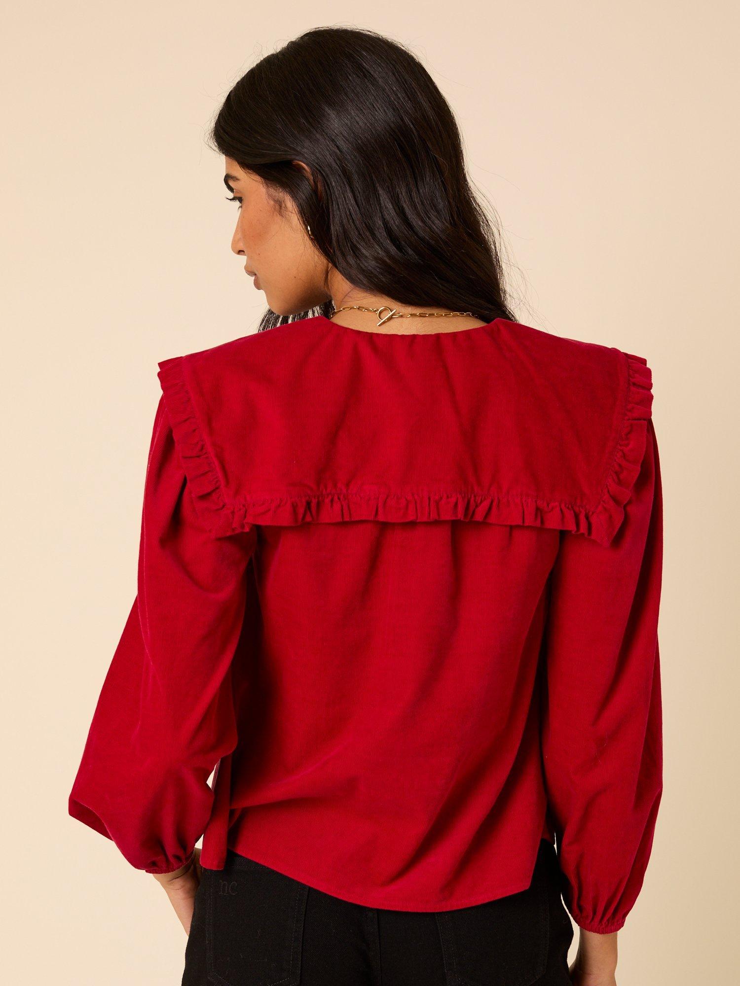 Product image 5 of 5, which shows Nobody's Child Eloise Peter Pan Collar Cord Blouse, Red, 14