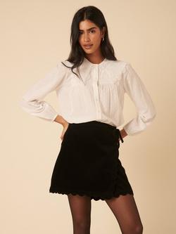 Nobody's Child Scallop A-Line Wrap Corduroy Mini Skirt, Black - view 2, Black