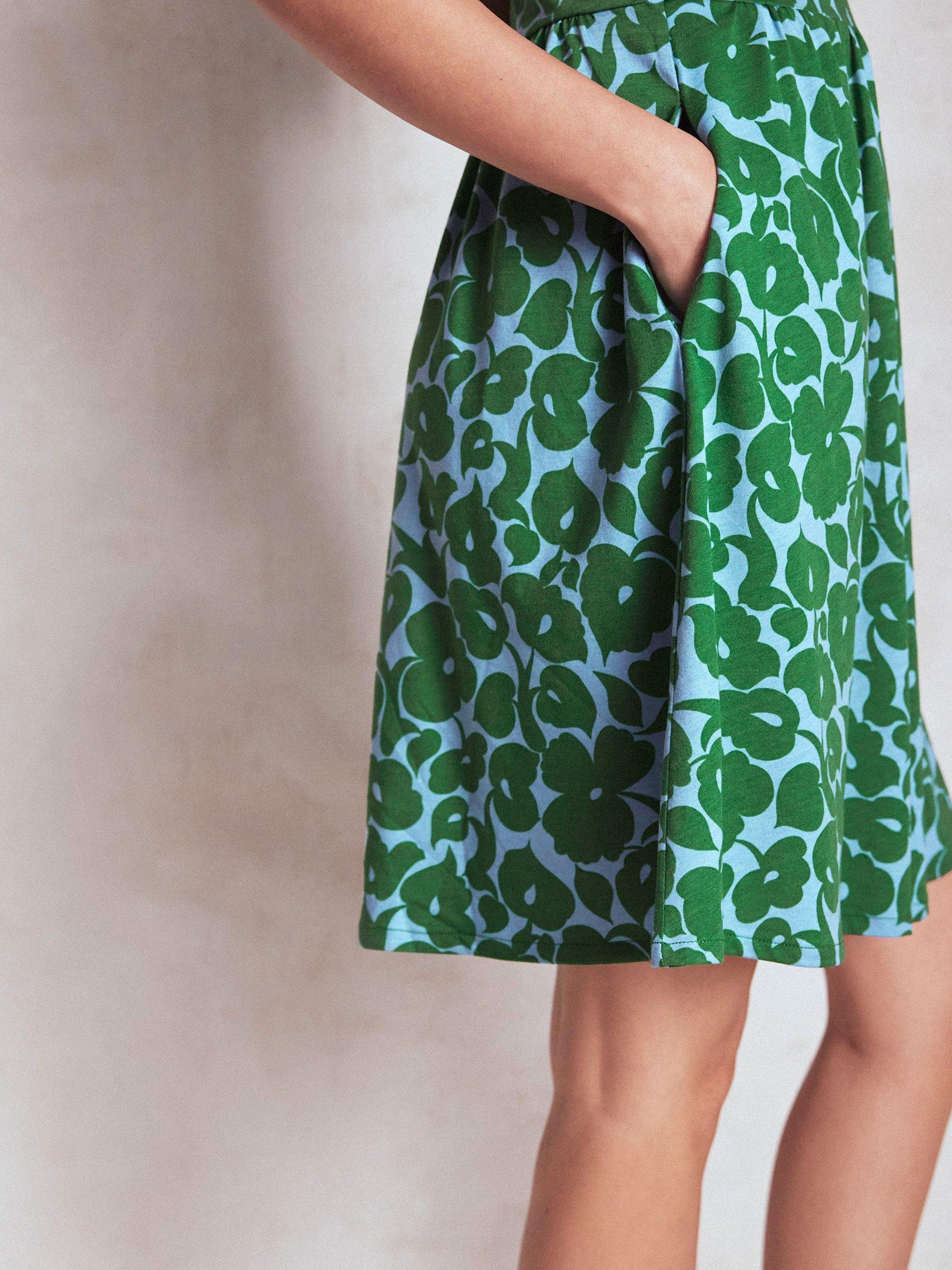 Product image 3 of 6, which shows Boden Louisa Floral Jersey Dress, Green/Multi, 12