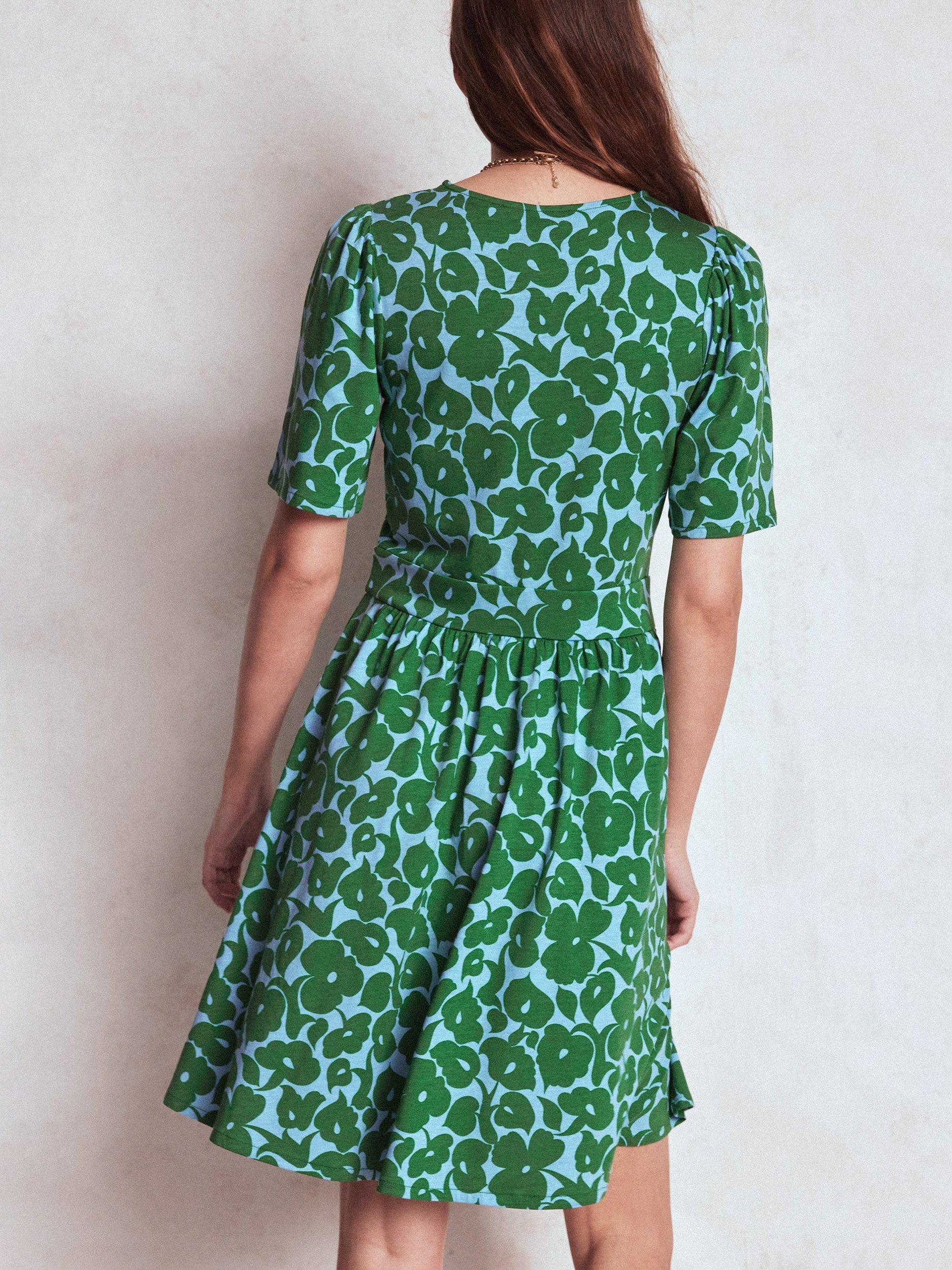 Product image 4 of 6, which shows Boden Louisa Floral Jersey Dress, Green/Multi, 12