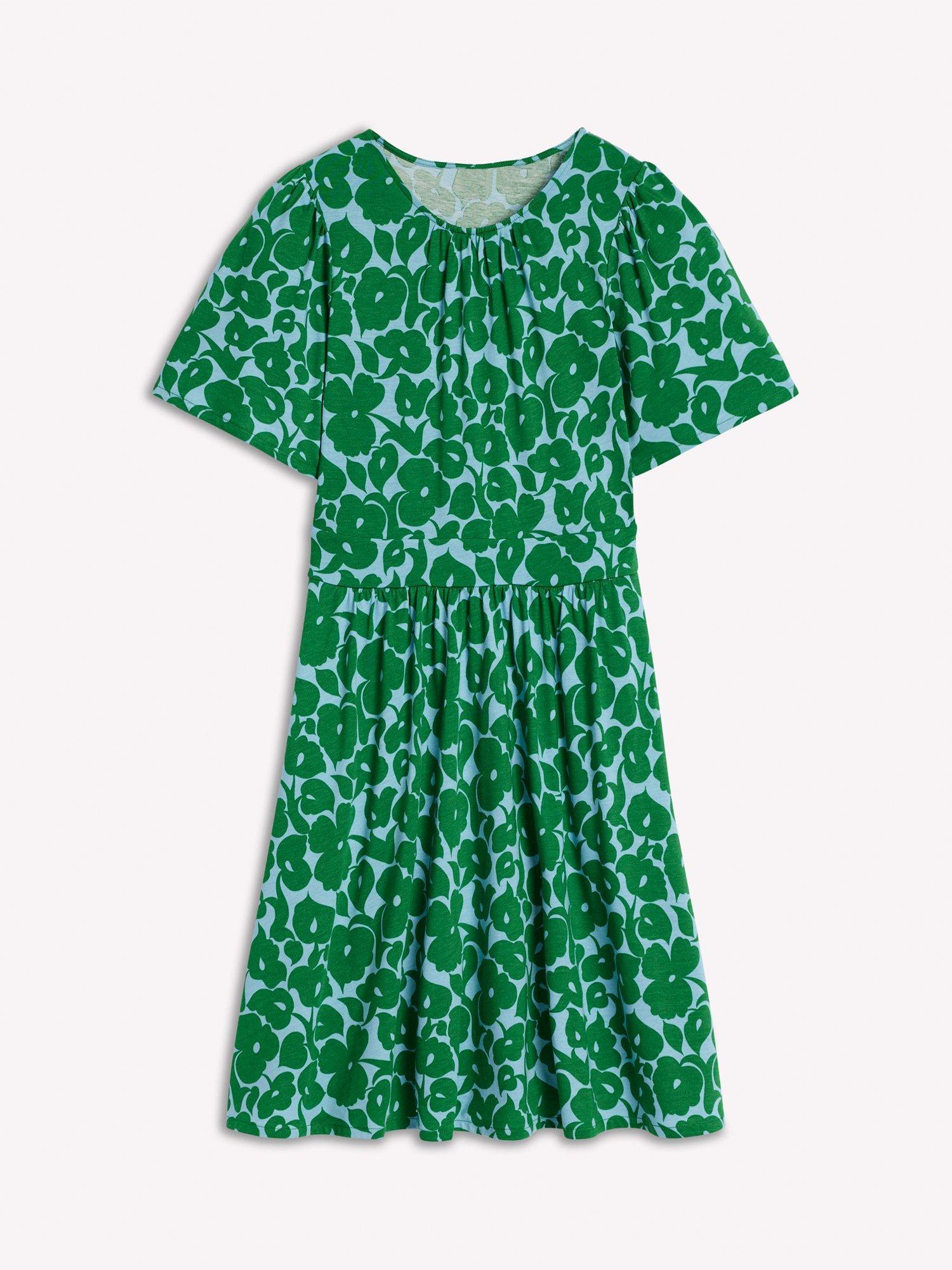 Product image 6 of 6, which shows Boden Louisa Floral Jersey Dress, Green/Multi, 12