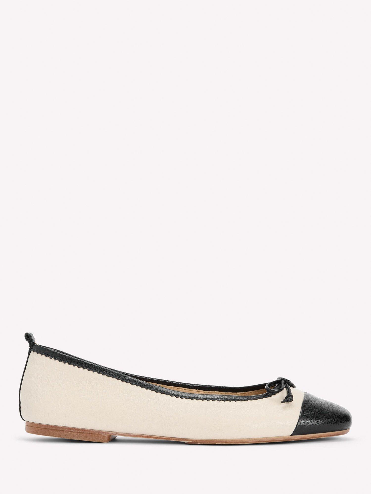 Product image 1 of 5, which shows Boden Kitty Flexi Leather Ballerina Pumps, Ecru/Black, 6