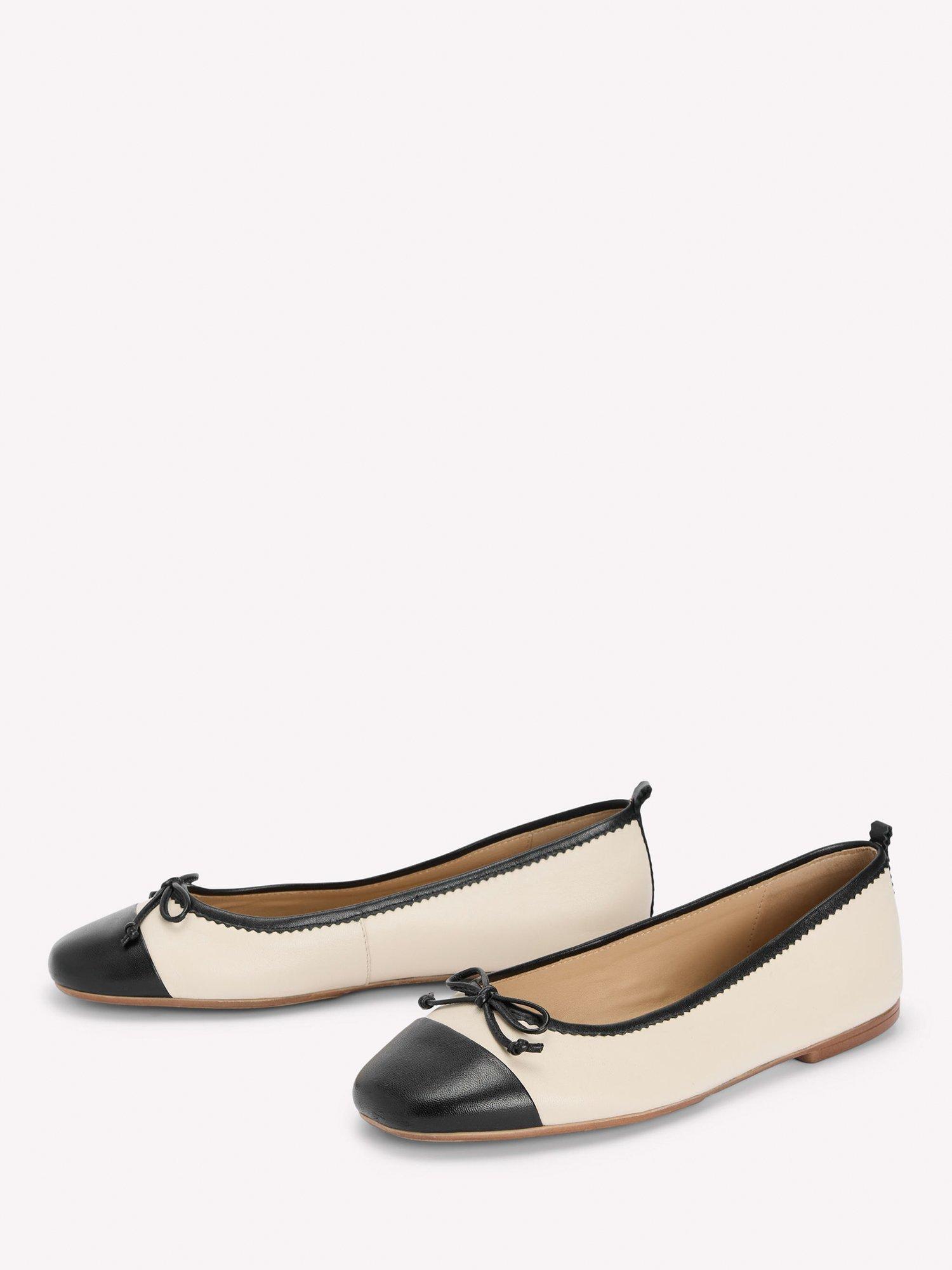 Product image 2 of 5, which shows Boden Kitty Flexi Leather Ballerina Pumps, Ecru/Black, 6