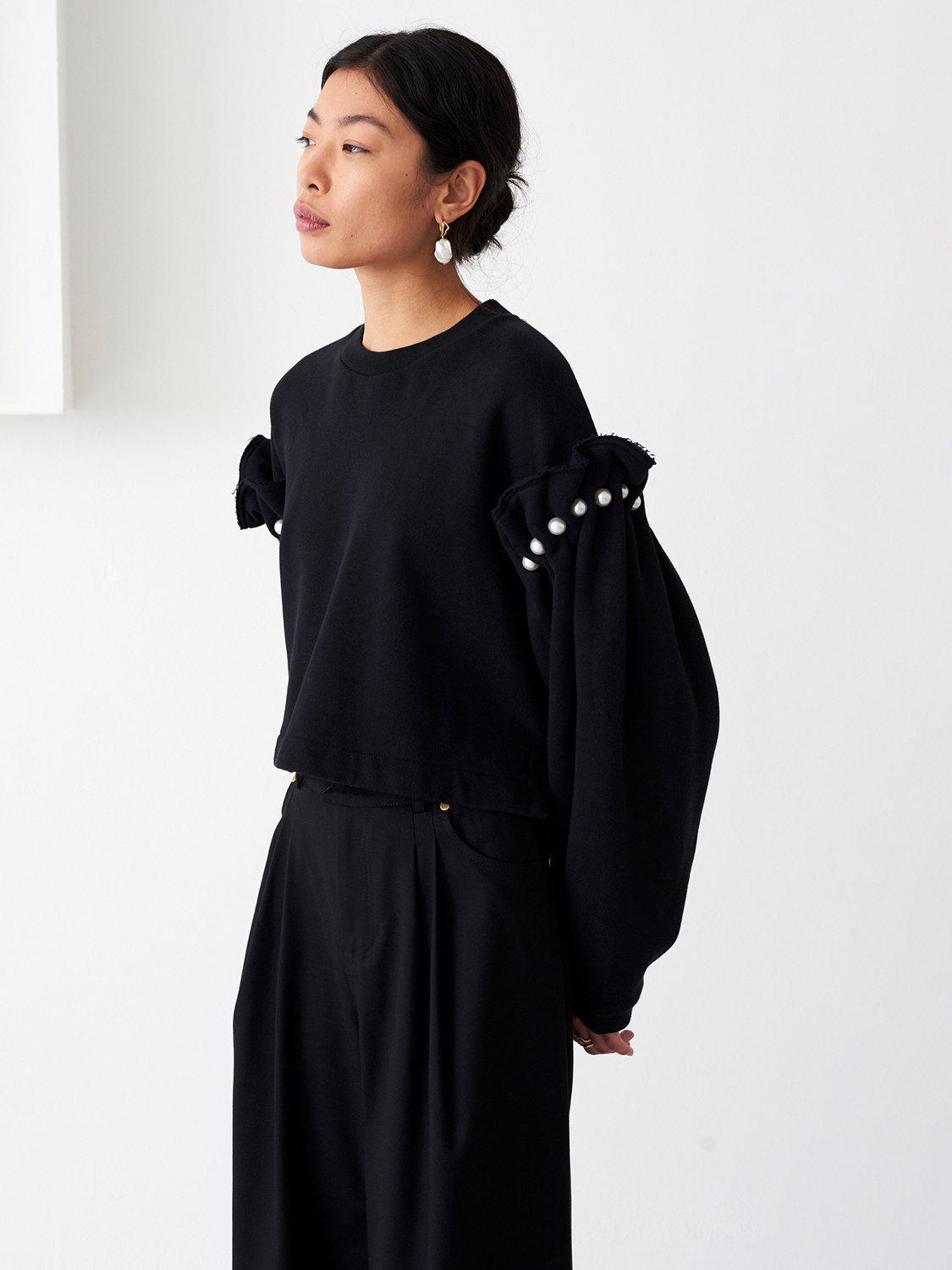 Product image 1 of 3, which shows AKYN Dani Jersey Sweatshirt, Black, S