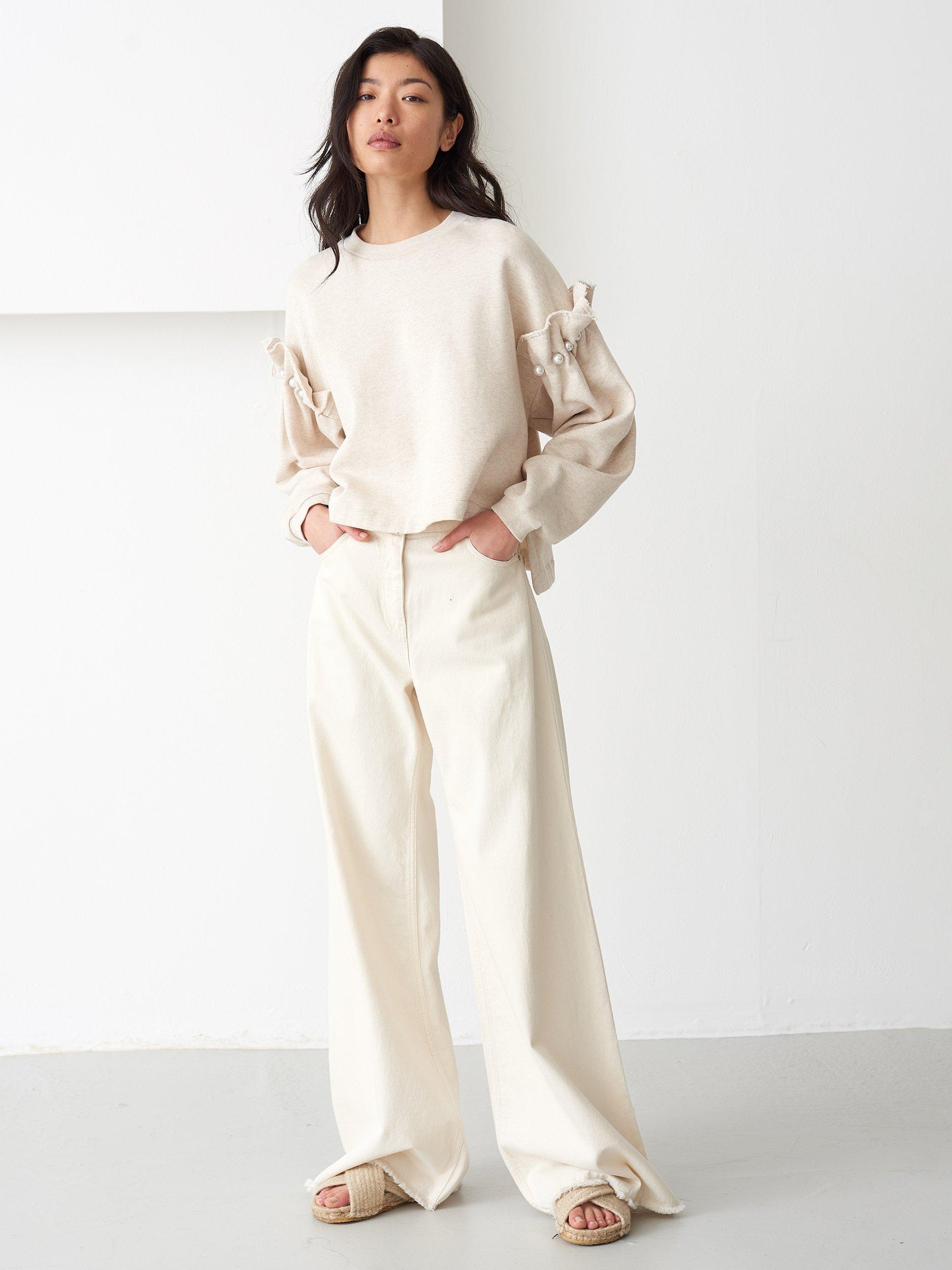 Product image 1 of 3, which shows AKYN Dani Jersey Sweatshirt, Beige, S