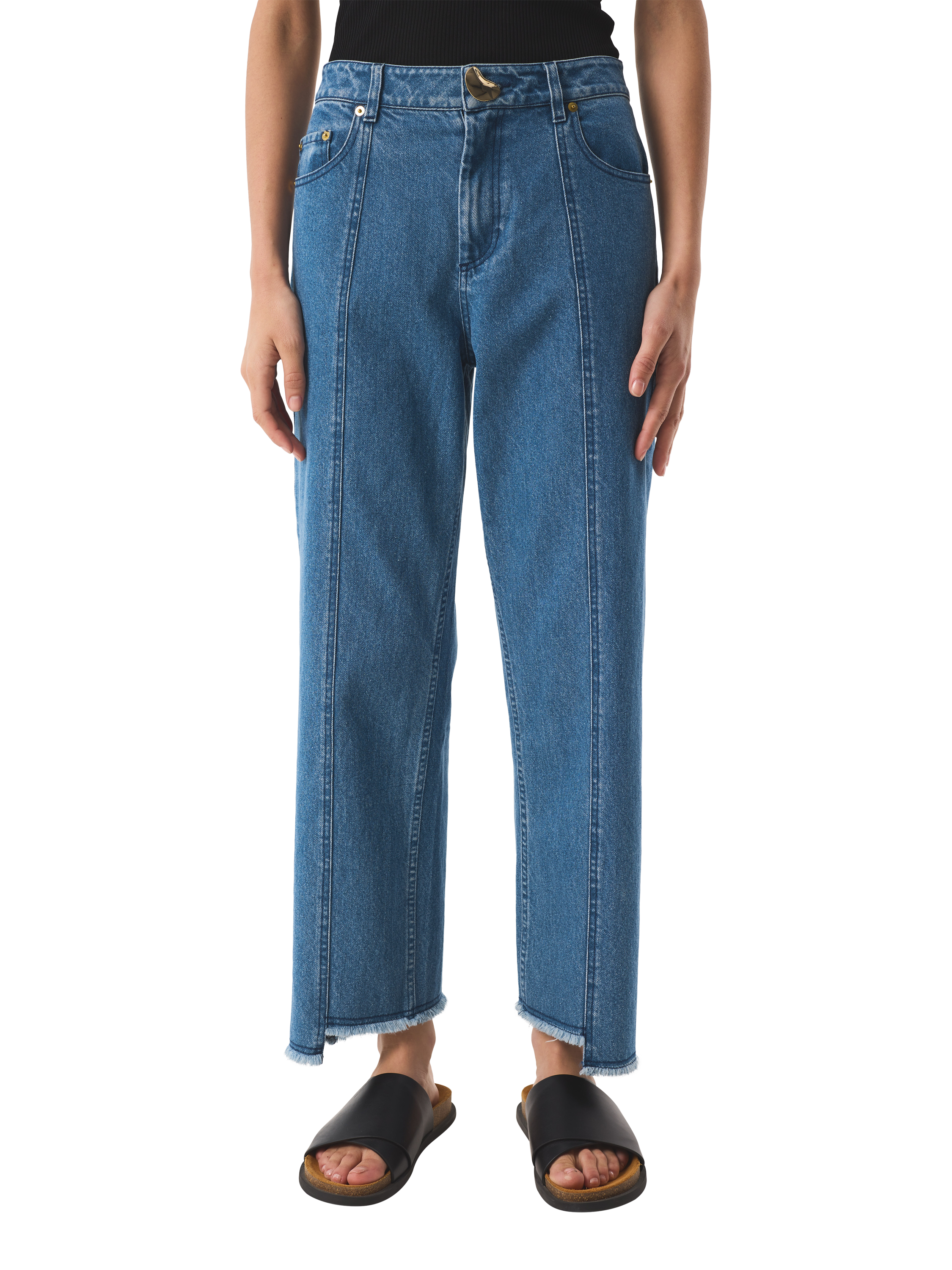Product image 1 of 4, which shows AKYN Sol Straight Jeans, Blue, 8