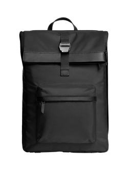 Carl Friedrik City-Hopper Fold Top Nylon Backpack, 23L, Black