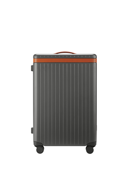 Carl Friedrik The Check-In 4-Wheel 67cm Medium Suitcase, 69L, Navy/Hackett, Grey/Cognac
