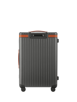 Carl Friedrik The Check-In 4-Wheel 67cm Medium Suitcase, 69L, Navy/Hackett - view 2, Grey/Cognac