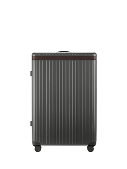 Carl Friedrik The Check-In 4-Wheel 79cm Large Suitcase, 105L, Grey/Chocolate