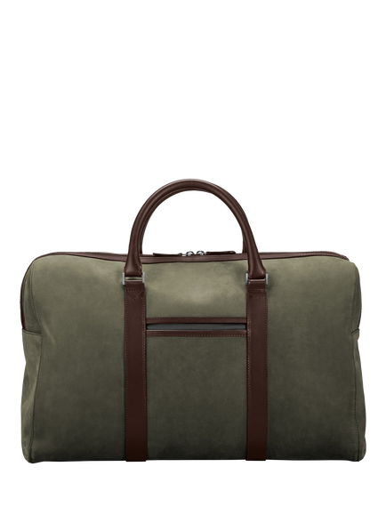 Carl Friedrik Compact Weekender Leather Holdall Bag, 35L, Olive