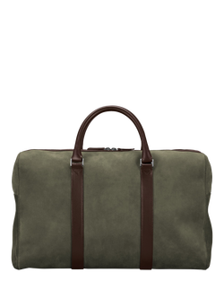 Carl Friedrik Compact Weekender Leather Holdall Bag, 35L - view 2, Olive