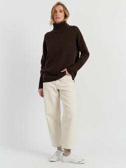 Chinti & Parker Roll Neck Relaxed Pure Cashmere Jumper, Chocolate