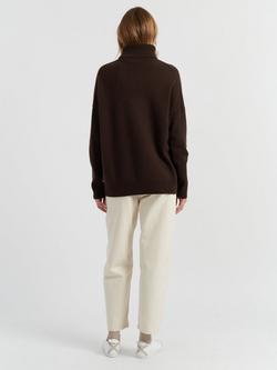 Chinti & Parker Roll Neck Relaxed Pure Cashmere Jumper - view 2, Chocolate