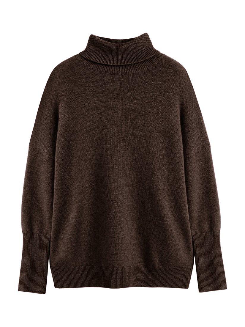 Product image 4 of 4, which shows Chinti & Parker Roll Neck Relaxed Pure Cashmere Jumper, Chocolate, XS