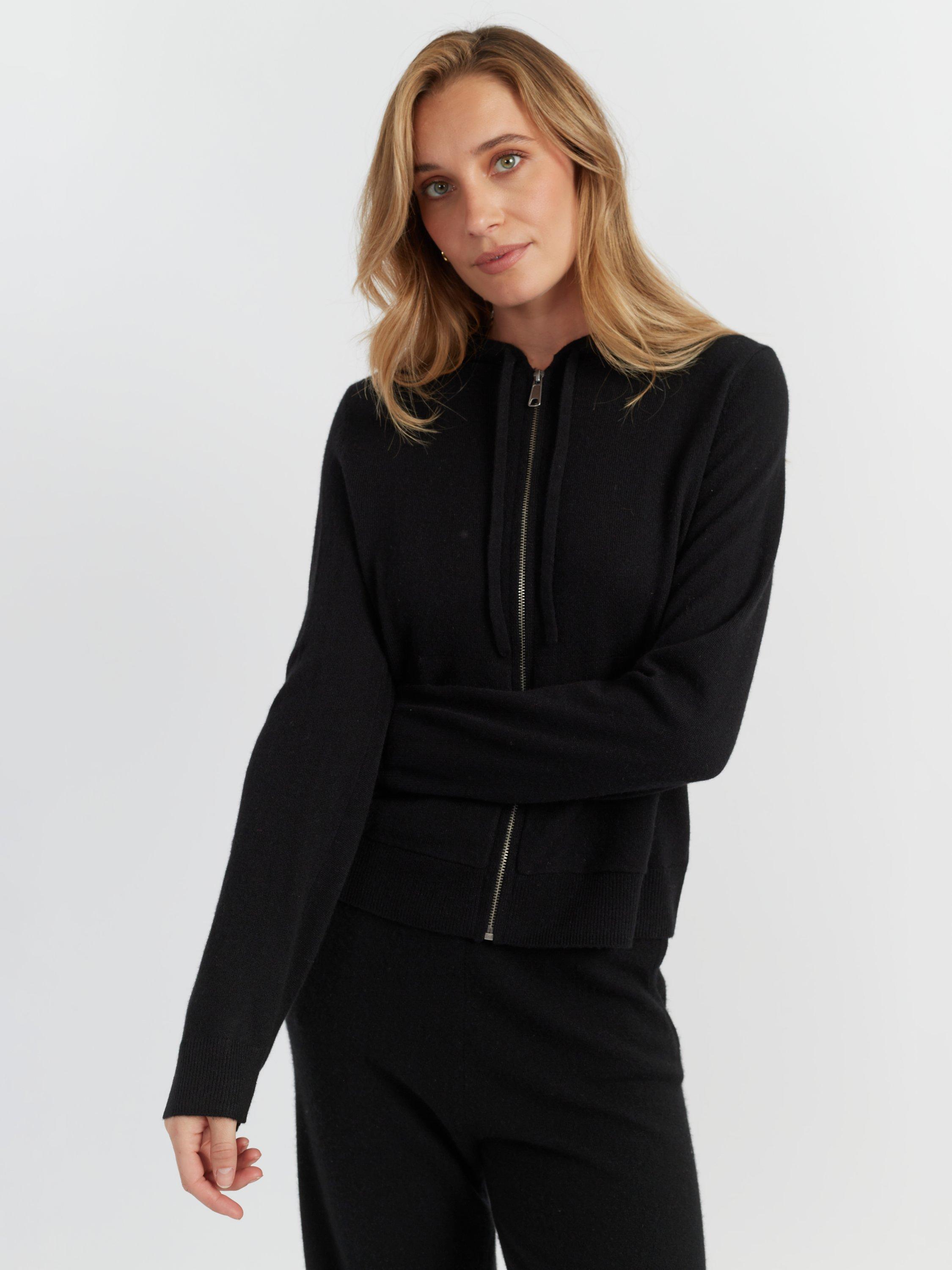 Product image 3 of 4, which shows Chinti & Parker Cashmere Zip Hoodie, Black, XS