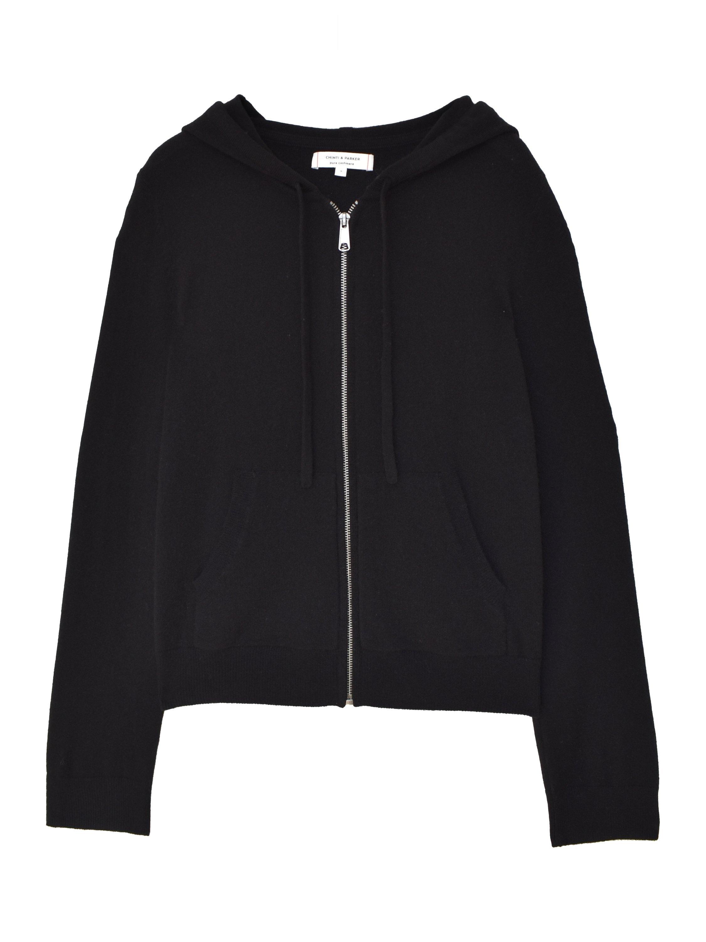Product image 4 of 4, which shows Chinti & Parker Cashmere Zip Hoodie, Black, XS