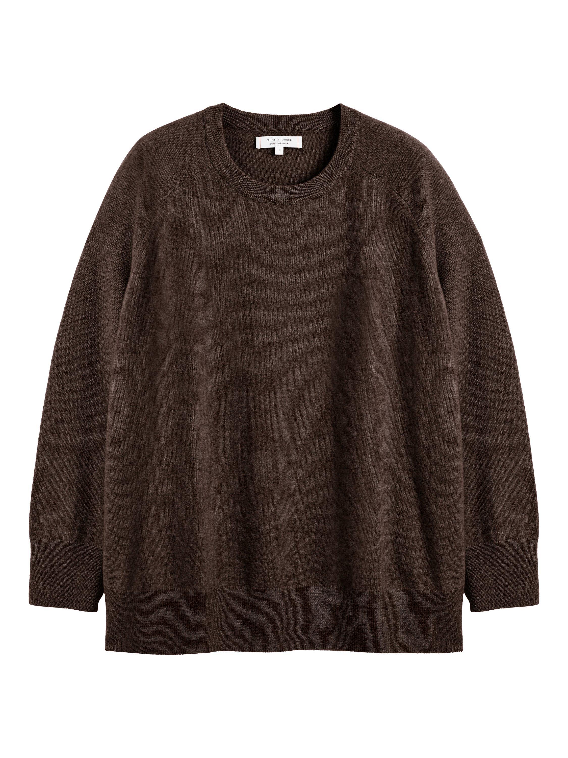 Product image 4 of 4, which shows Chinti & Parker Slouchy Pure Cashmere Jumper, Chocolate, XS