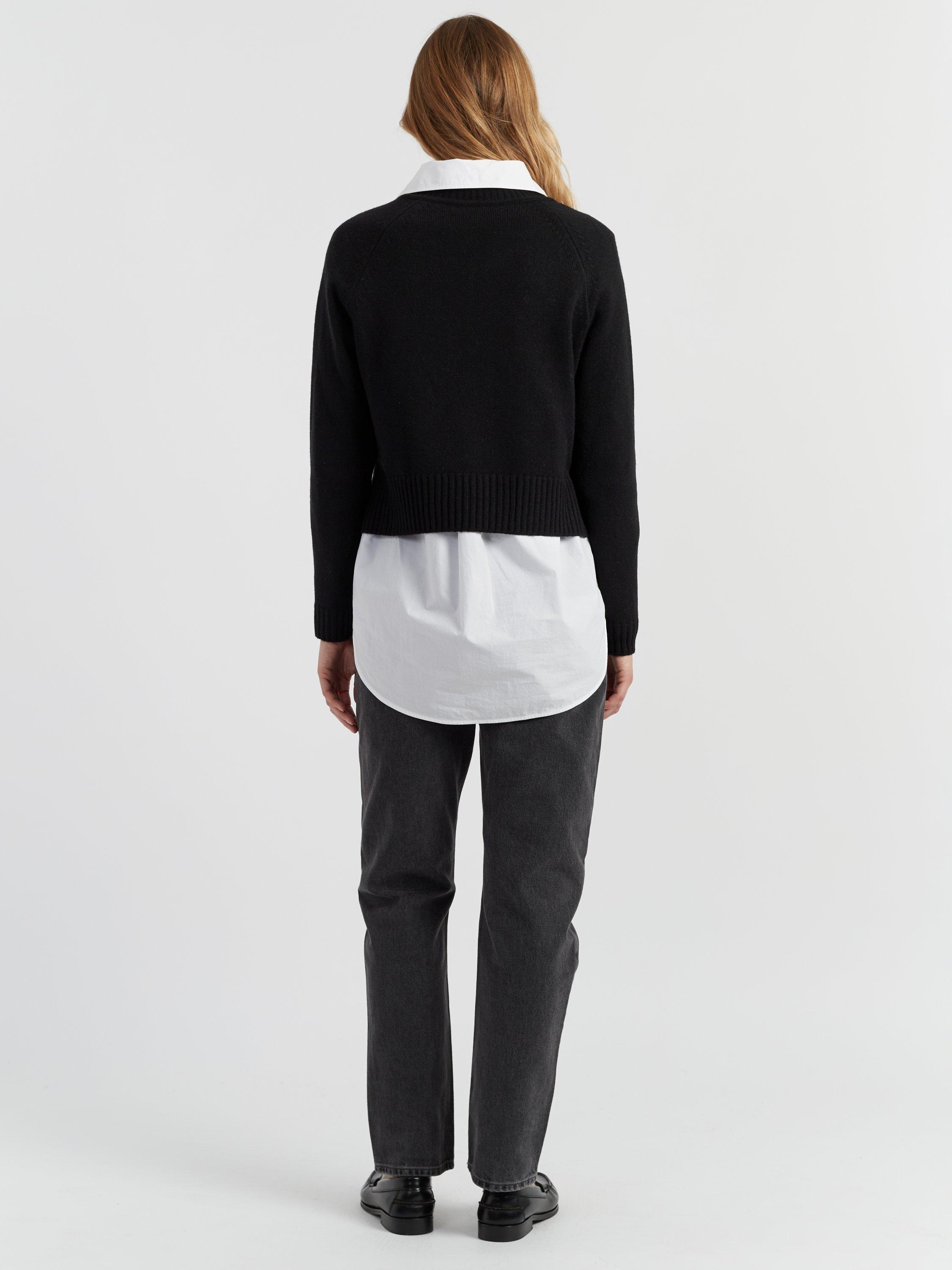 Product image 2 of 4, which shows Chinti & Parker V-Neck Pure Cashmere Jumper, Black, XS