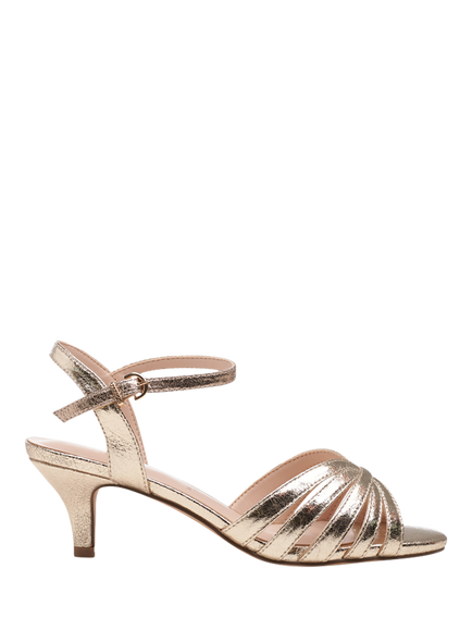 Paradox London Taytum Wide Fit Kitten Heel Sandals, Champagne