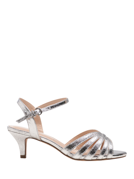 Paradox London Taytum Wide Fit Kitten Heel Sandals, Silver