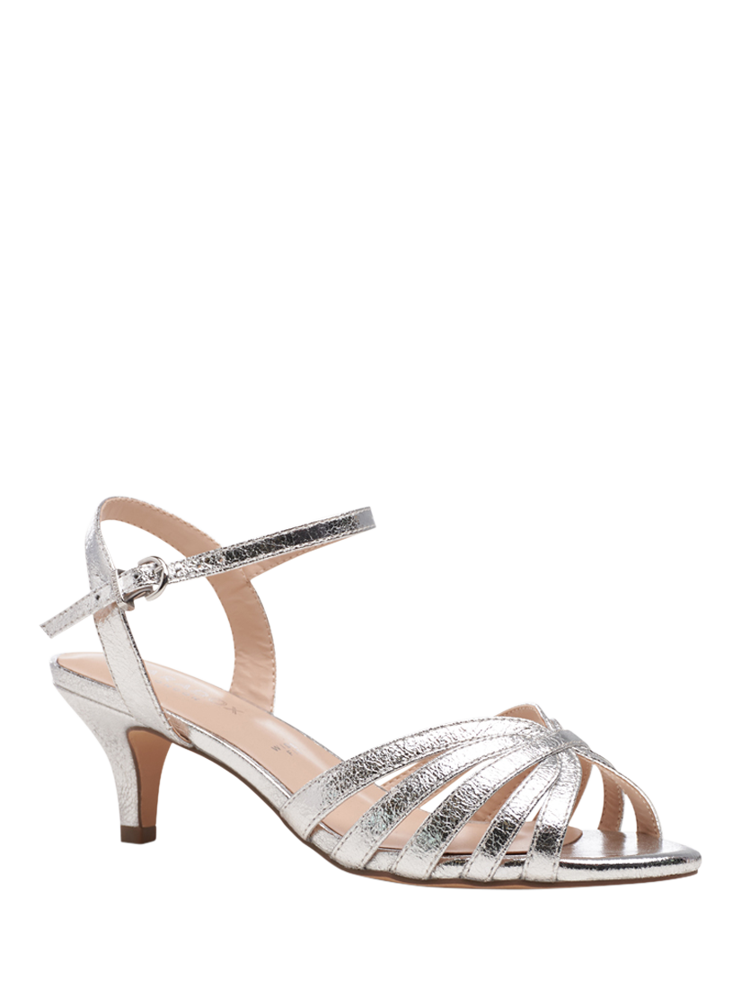 Product image 3 of 7, which shows Paradox London Taytum Wide Fit Kitten Heel Sandals, Silver, 3