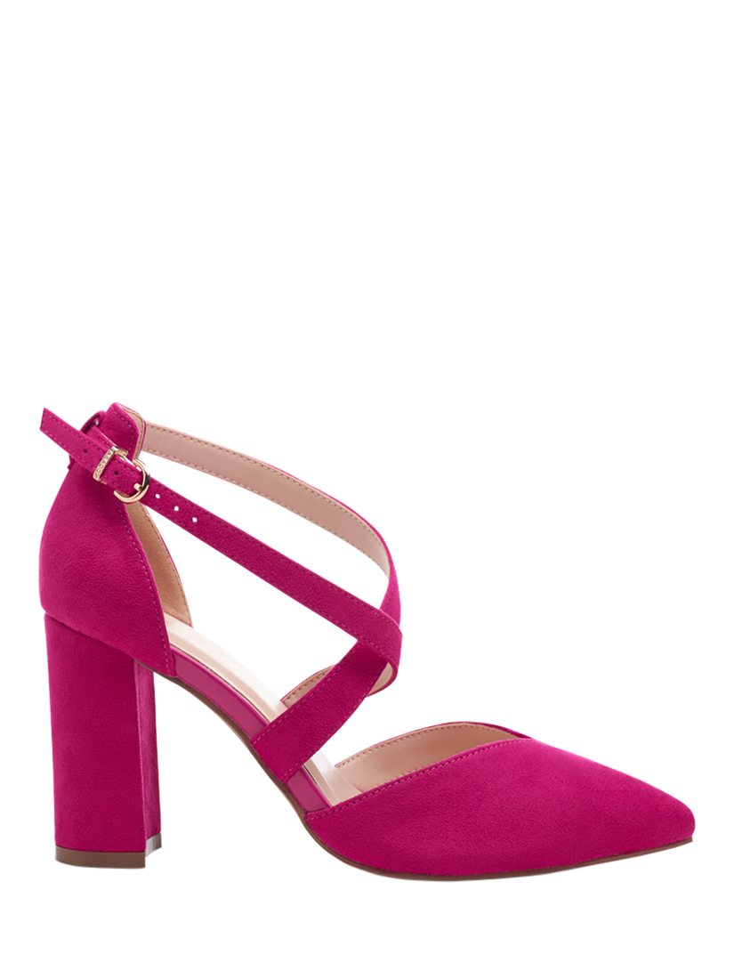 Product image 1 of 11, which shows Paradox London Finula Wide Fit Block Heel Court Shoes, Fuchisa, 3W
