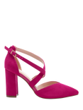 Paradox London Finula Wide Fit Block Heel Court Shoes, Fuchisa