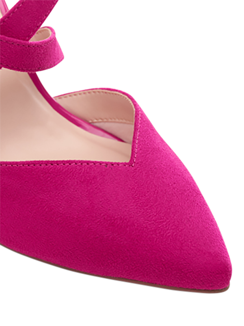 Product image 7 of 11, which shows Paradox London Finula Wide Fit Block Heel Court Shoes, Fuchisa, 3W