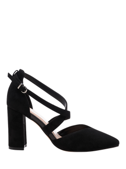 Paradox London Finula Wide Fit Block Heel Court Shoes, Black