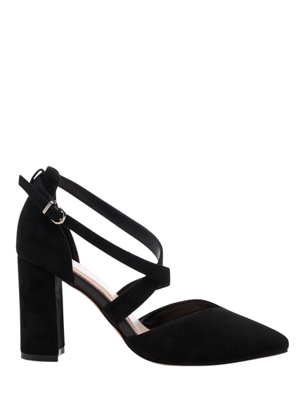 Paradox London Finula Wide Fit Block Heel Court Shoes, Black