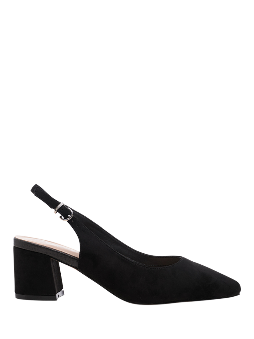 Product image 1 of 8, which shows Paradox London Flynn Wide Fit Block Heel Slingback Court Shoes, Black, 3W
