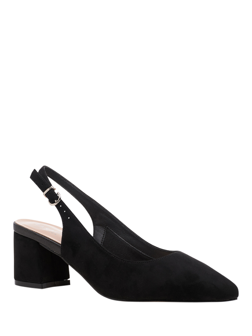 Product image 3 of 8, which shows Paradox London Flynn Wide Fit Block Heel Slingback Court Shoes, Black, 3W