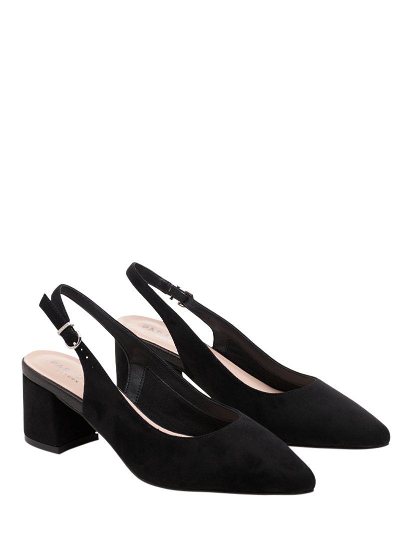 Product image 6 of 8, which shows Paradox London Flynn Wide Fit Block Heel Slingback Court Shoes, Black, 3W