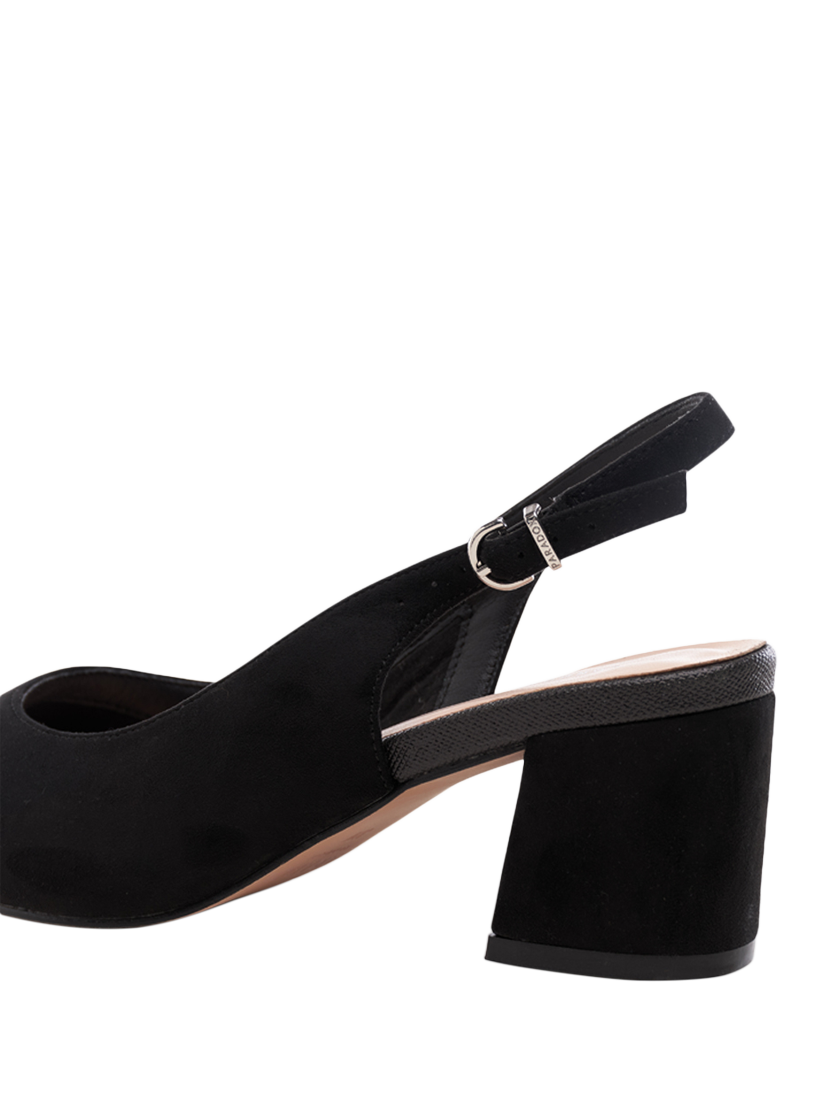 Product image 7 of 8, which shows Paradox London Flynn Wide Fit Block Heel Slingback Court Shoes, Black, 3W