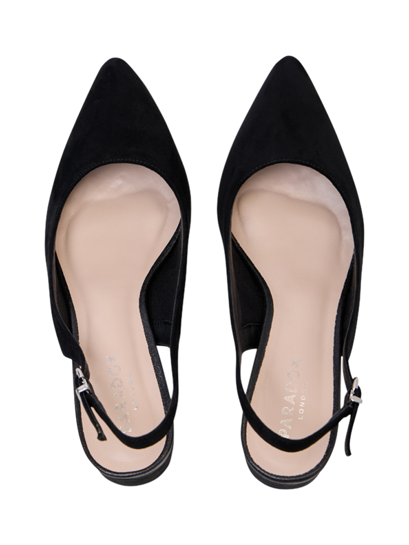 Product image 3 of 7, which shows Paradox London Isadora Wide Fit Slingback Court Shoes, Black, 3W