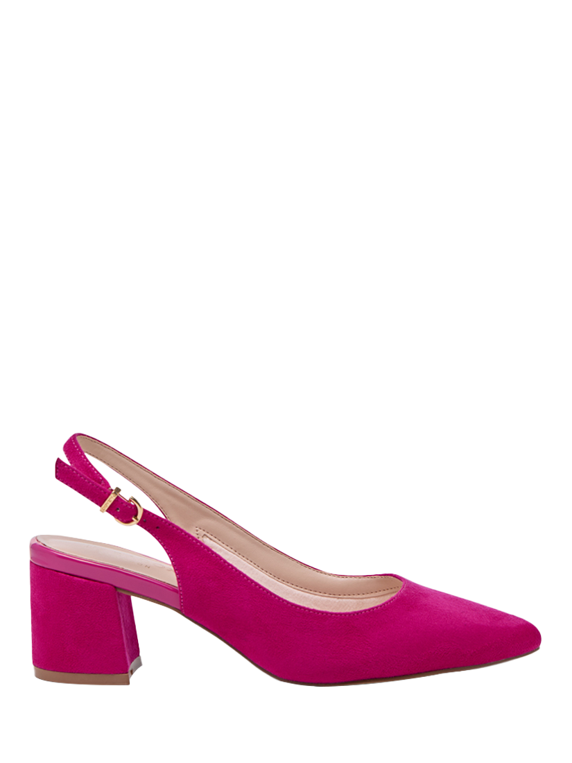 Product image 1 of 7, which shows Paradox London Isadora Wide Fit Slingback Court Shoes, Fuchisa, 3W